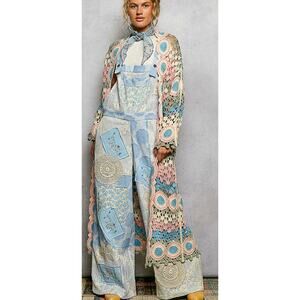 Pol Womens Circle Long Crochet Pastel Color Cardigan